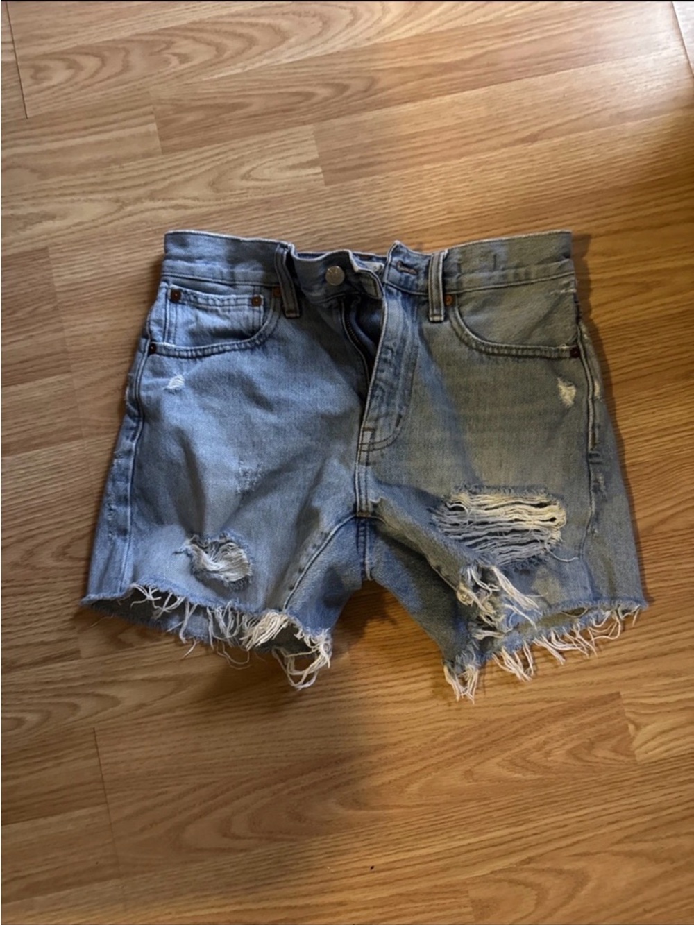 Madewell Distressed Light Blue Denim Cutoff Shorts - Women's